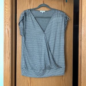 Maurice’s black and white shirt sleeve top with tie detail